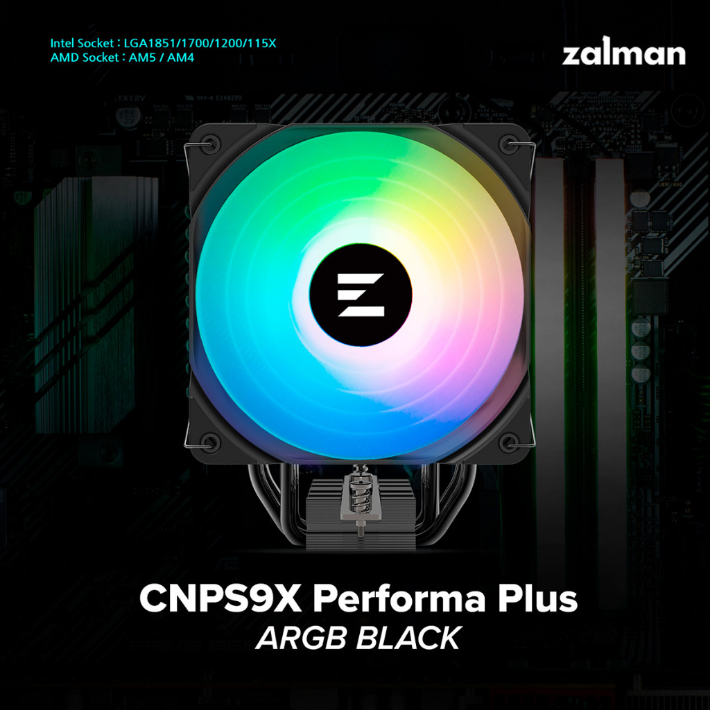 CPU AIR COOLER (พัดลมซีพียู) ZALMAN CNPS9X PERFORMA PLUS ARGB BLACK CPU COOLER