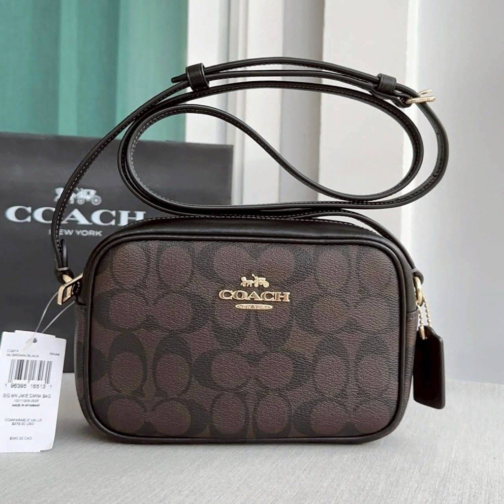 สีนี้ขายดี บางงทีมี บางทีหมด Mini Jamie Camera Bag In Signature Canvas CQ874