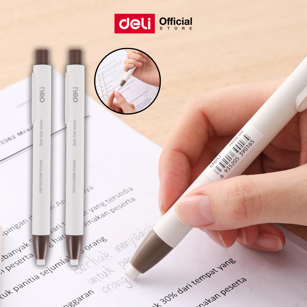 ยางลบทรงปากกา Deli รุ่น H01800 แท่งยาว ลบสะอาด เปลี่ยนไส้ได้ พกพาสะดวก (จำหน่าย 1 แท่ง)