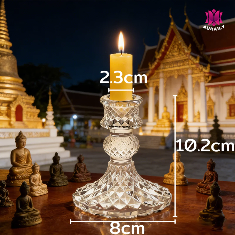 ที่วางเทียน เชิงเทียน ที่วางเทียน แก้วเทียน ใช้สำหรับ 2.3cm ที่วางเทียนแก้วทรงสูง เชิงเทียนแก้วคริสตัล