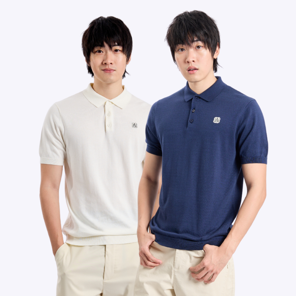 BODY GLOVE Men's SAILING YACHT CLUB Knitted Polo เสื้อคอปก ผู้ชาย สี Navy-Off White