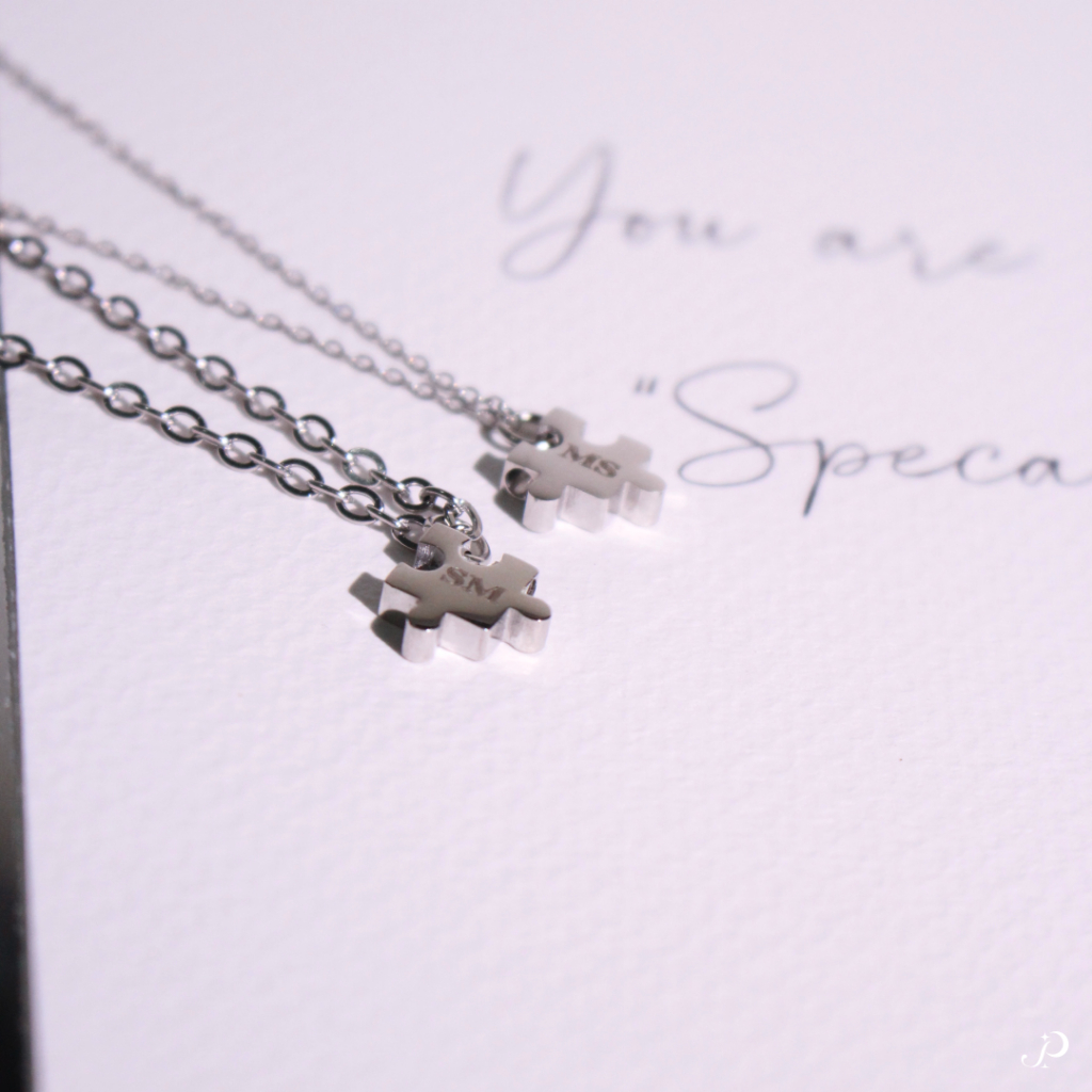 panjewelth สร้อยคอ BEST PART จี้จิ๊กซอว์ สลักชื่อฟรี 2 ฝั่ง สแตนเลสแท้ไม่ลอก/ดำ สีเงิน