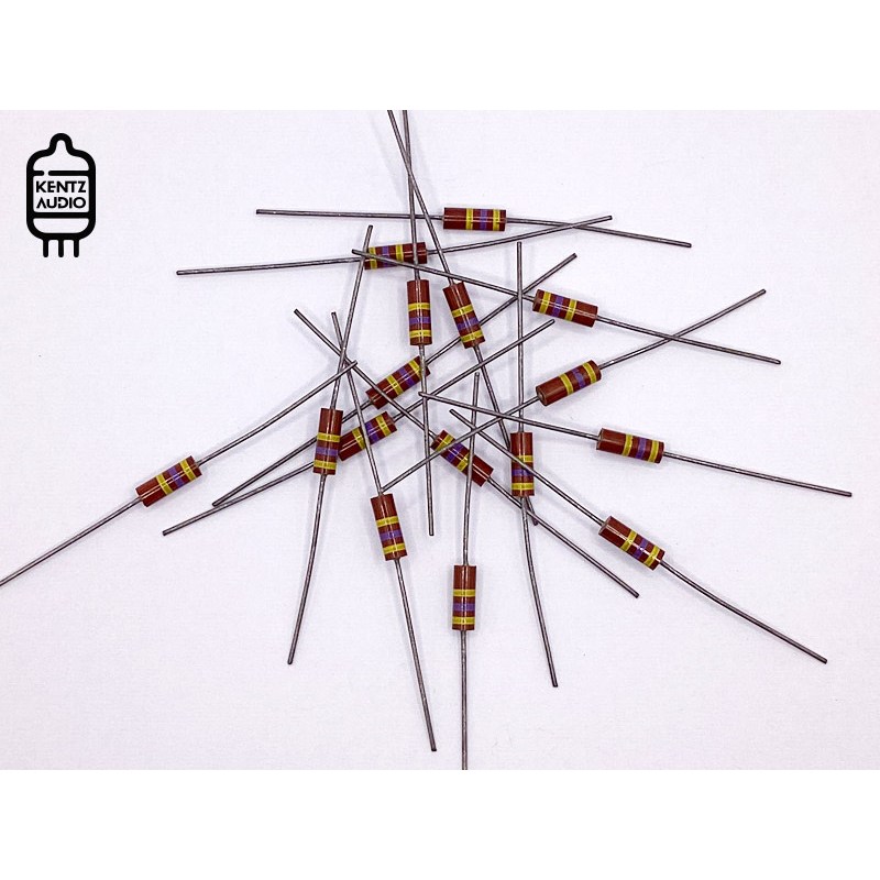 [NOS] ตัวต้านทาน ค่าสี 470KΩ Carbon composition Resistor 1/2W 0.5W ค่ายืดหดเป็น 460K, 500K, 510K, 52