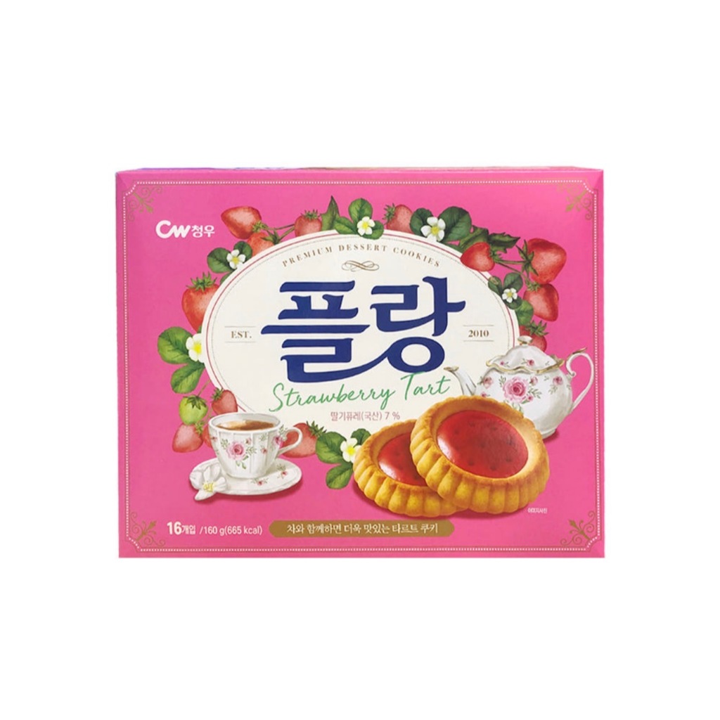 📌 Sale!! [ของแท้] 플랑딸기 CW Strawberry Tart Cookies (ทาร์ตแยมสตรอเบอร์รี่) 160g (หมดอายุ 22 JUNE 2026)