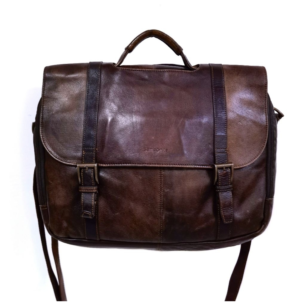 Samsonite กระเป๋าหนังแท้ กระเป๋าใส่เอกสาร โน๊ตบุ๊ค กระเป๋ามือสอง กระเป๋าเอกสารผู้ชาย men leather bri