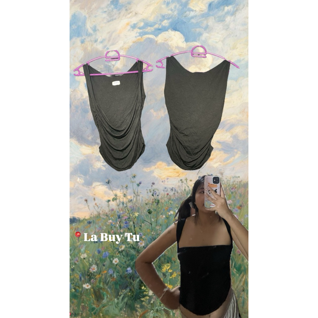 ✨เสื้อมือสอง✨ เสื้อสีดำเหมือนเสื้อกล้ามเกาะอกป้าย ATPA
