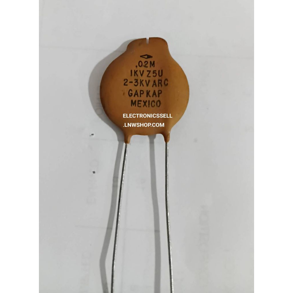 0.02M 1KV Z5U 2-3KV ARC GAPKAP MEXICO 0.02M1KV 0.02UF1KV 0.02UF 1KV คาปาซิเตอร์ CAPACITOR ตัวสีน้ำตา