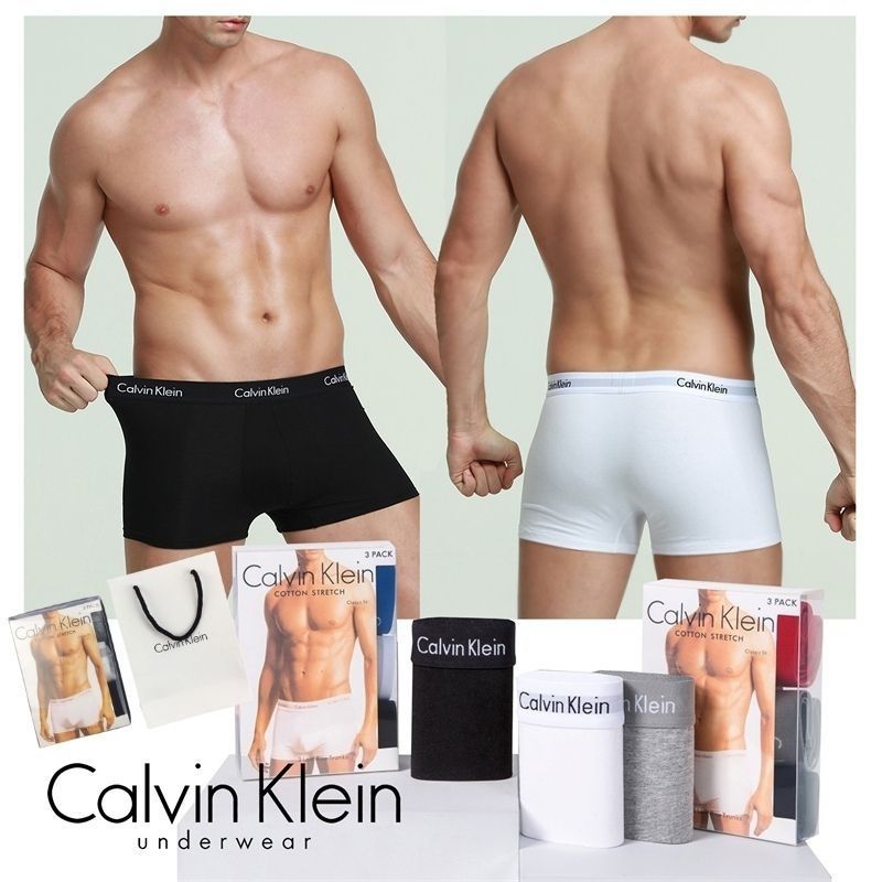 กางเกงในผู้ชาย CK Men's Cotton Stretch Trunks สวมใส่สบาย ระบายอากาศได้ดี 3-Pack