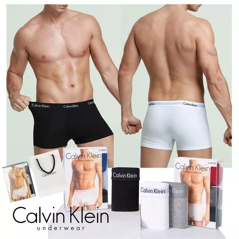 กางเกงในผู้ชาย CK Men's Cotton Stretch Trunks สวมใส่สบาย ระบายอากาศได้ดี 3-Pack