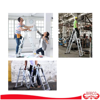 BARCO บันไดอเนกประสงค์อลูมิเนียม รุ่น M5 4x6 24 ขั้น 6.8 เมตร ข้อต่อและยางกันลื่นหนาพิเศษ