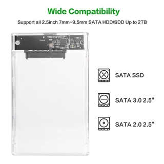 กล่องใส่ HDD โปร่งใส 2.5 นิ้ว SATA เป็น USB 3.1 Type C รองรับการถ่ายโอนข้อมูล 5Gbps 4TB