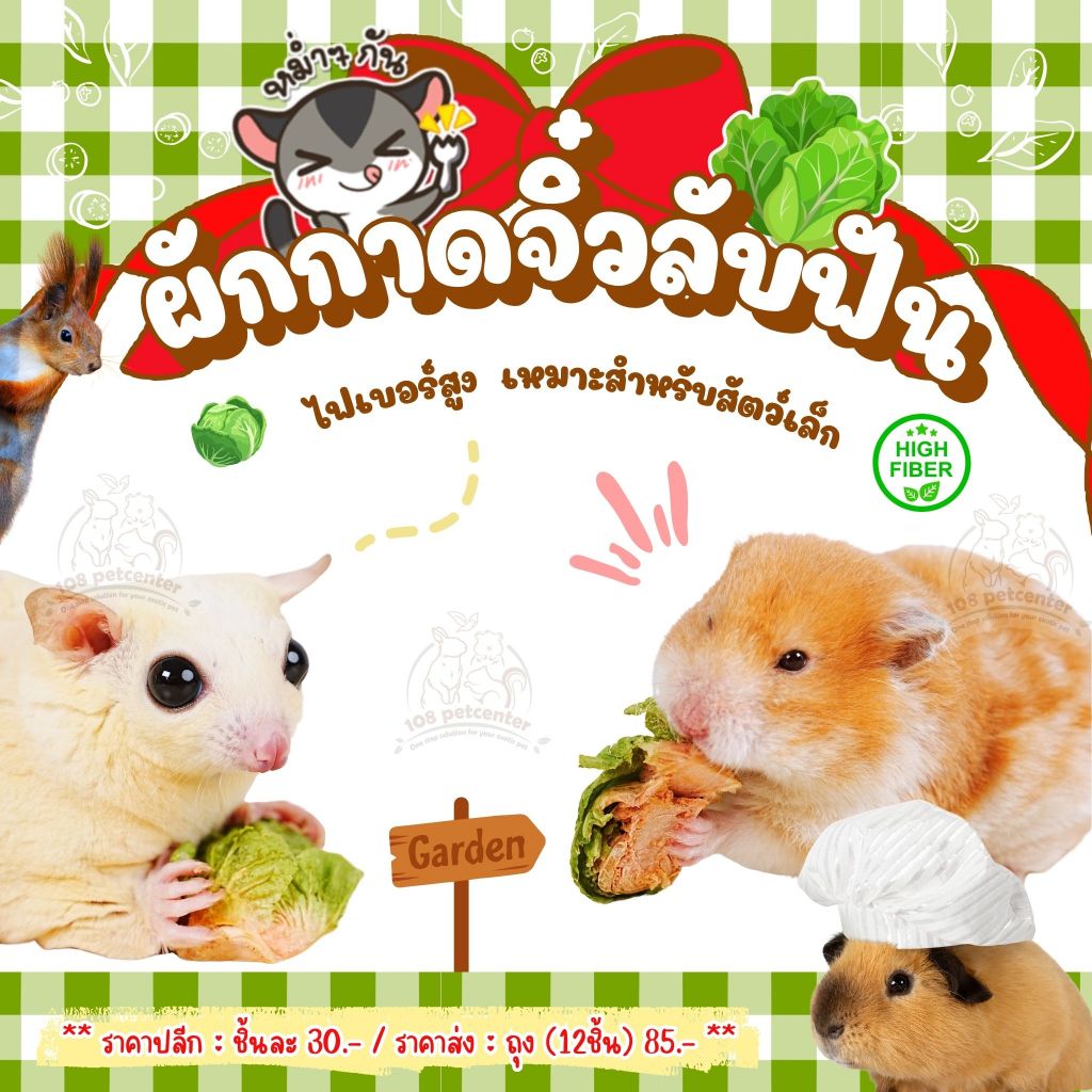 ขนมหนูแฮมสเตอร์ ชูก้าร์ไกลเดอร์ กระรอก ผักกาดอบ ขนมสัตว์เล็ก