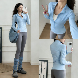 เสื้อโยคะแขนยาวสำหรับผู้หญิงเสื้อออกกำลังกาย เสื้อรัดรูปแขนย…