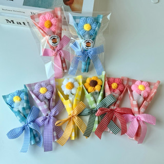 ช่อดอกไม้ถัก 🌼💐ช่อจิ๋ว ดอกพอง ดอกกุหลาบจิ๋ว ❀˖ ° ดอกไม้โครเช…