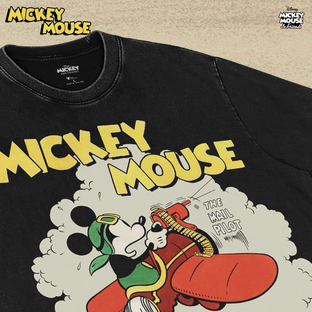 Power 7 Shop เสื้อยืดการ์ตูน "Mickey Mouse" ลิขสิทธ์แท้ DISNEY(MKA-002-ผ้าฟอก) — صورة 3