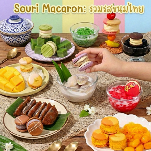 ✅รับหิ้ว ส่งด่วนได้✅มาการองรวมรสขนมไทย✨🇹🇭 SOURI x Thai Dessert💖เมื่อขนมไทยมาในรูปแบบมาการอง🍒🙏🏻พร้อมส