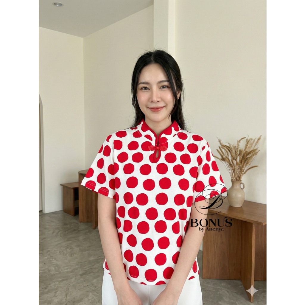 👉ทักแชทก่อนสั่ง👈เสื้อคอจีนผ้าคอตตอลญี่ปุ่น 🇯🇵 100 % ป้ายBonus by Ananya