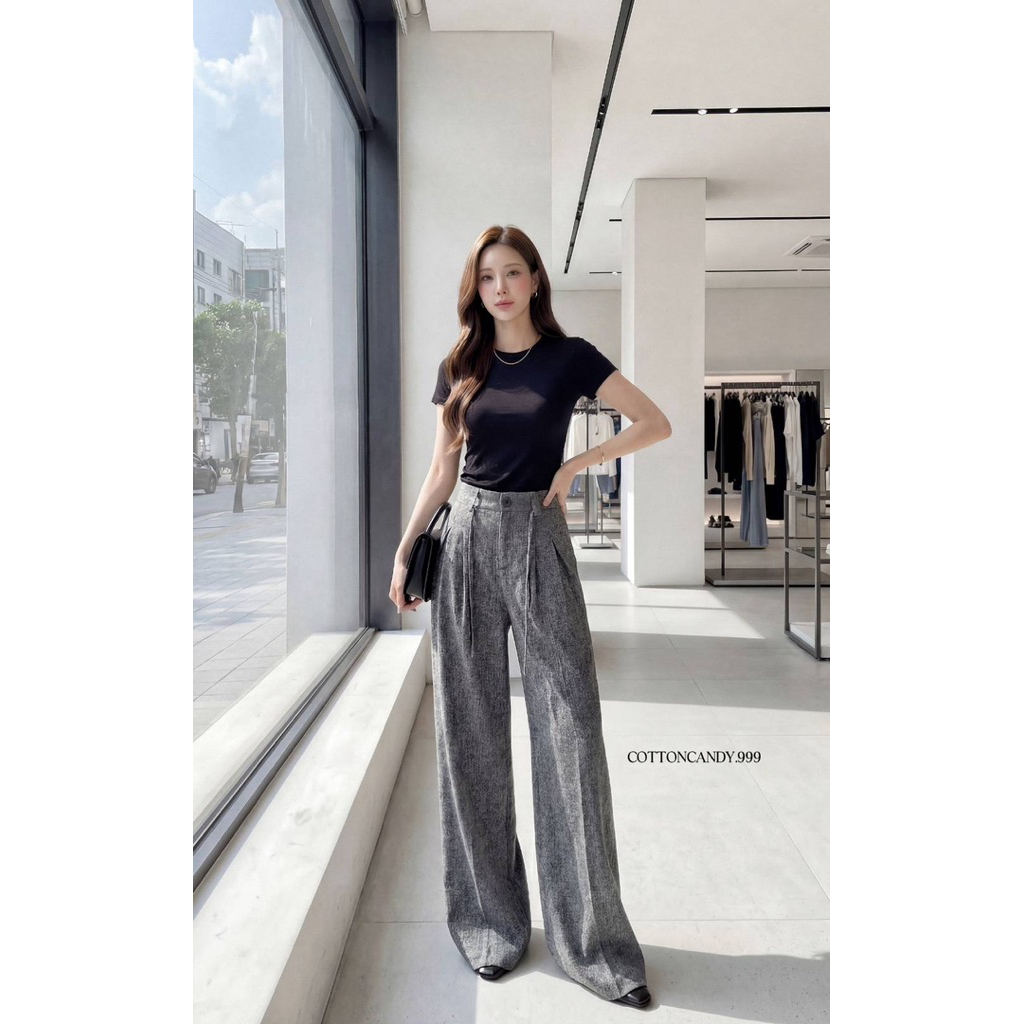 🚨โค้ดลดเหลือ 383.- Cottoncandy 🎧New Poppy korea pants กางเกงผ้าทอทวีตเนื้อดีมากๆ ใส่สวย ทิ้งตัว พลางหุ่นผอมเพรียว - รูปที่ 3