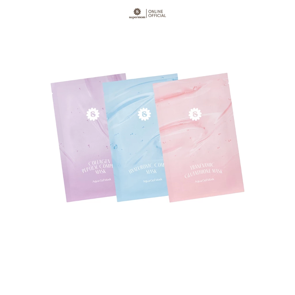SUPERMOM l AQUA GEL MASK มาส์กชีท แผ่นบาง แนบหน้า MADE IN KOREA แบบซอง 1 แผ่น