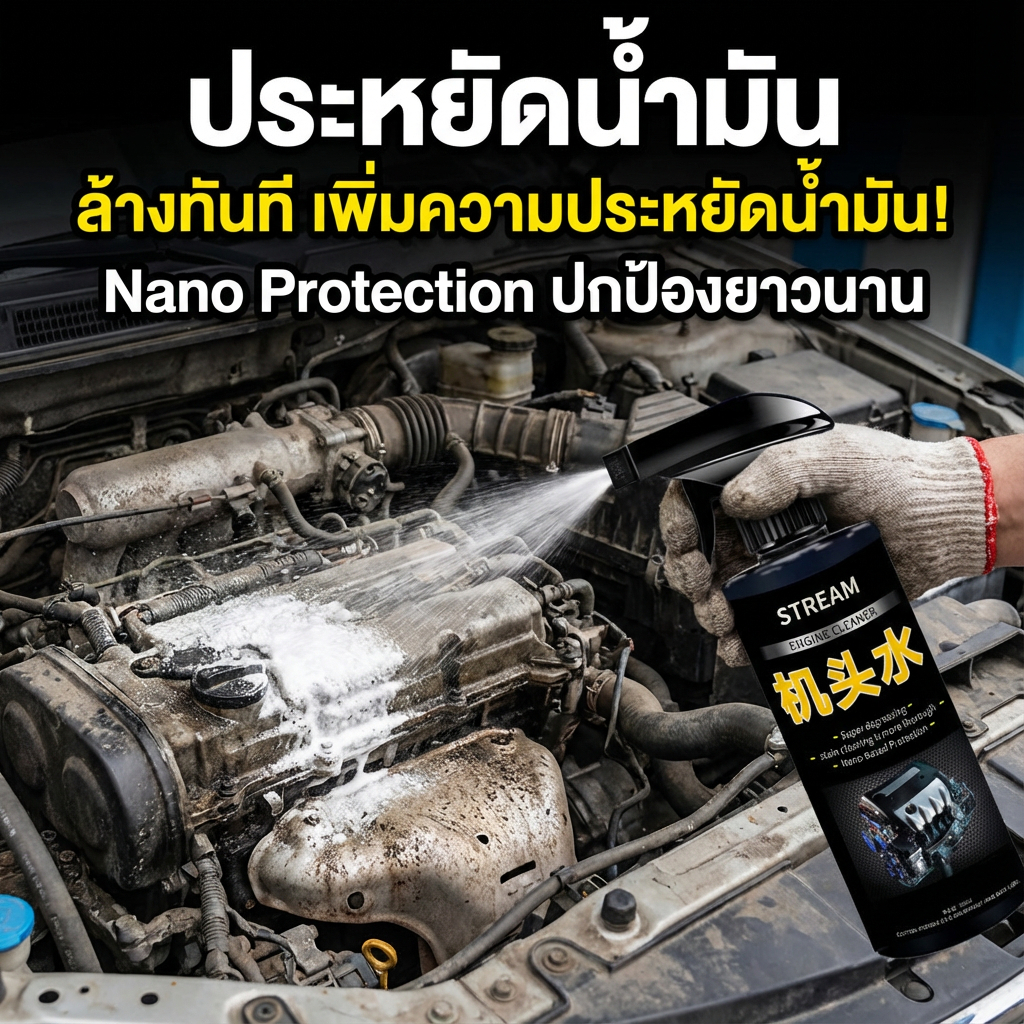 สเปรย์ล้างห้องเครื่อง สลายคราบน้ำมันหนา ๆ ไม่ต้องถอด ไม่ต้องล้าง ป้องกันสนิม ป้องกันการเสื่อมสภาพ 500ml