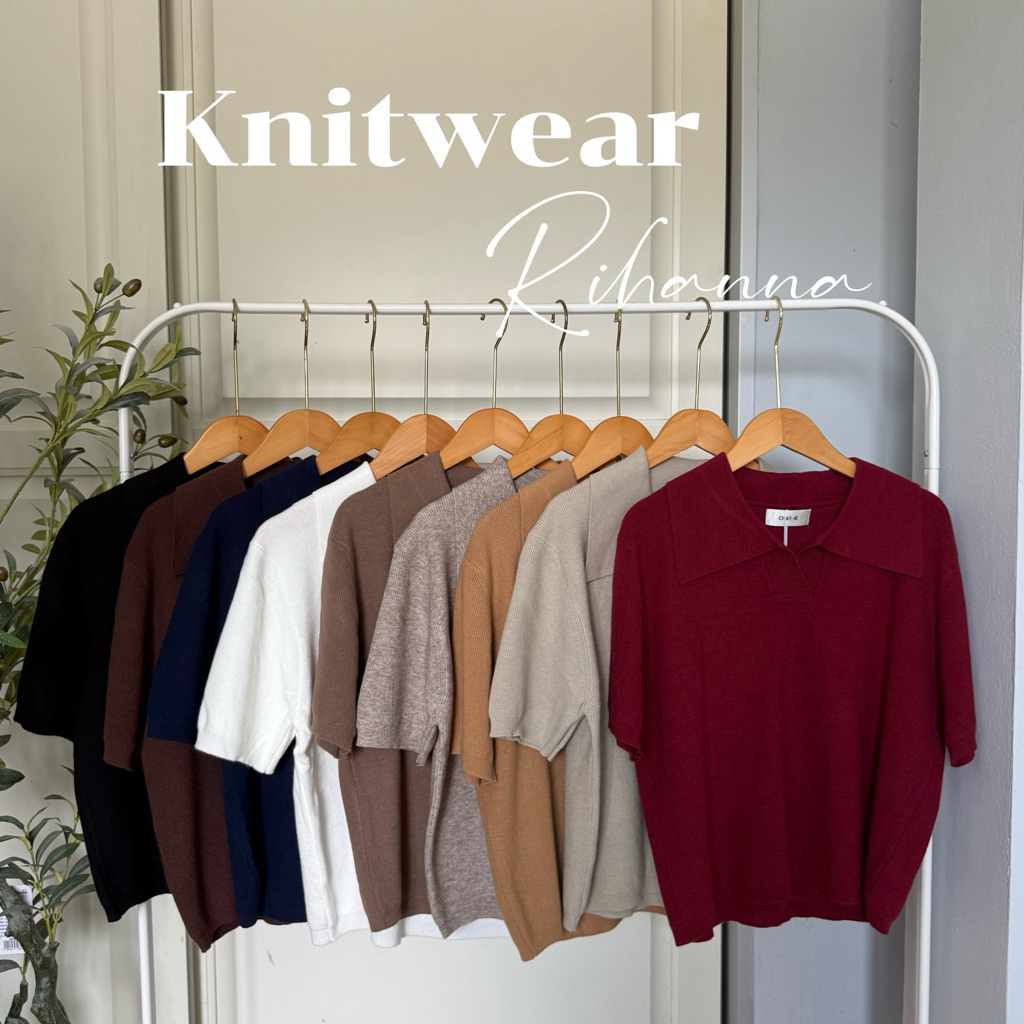 [ป้าย One K] เสื้อไหมพรมแขนสั้นคอปก เสื้อถักผู้หญิง เสื้อทำงาน มินิมอล ใส่สบาย ใส่เที่ยว เสื้อสุภาพ