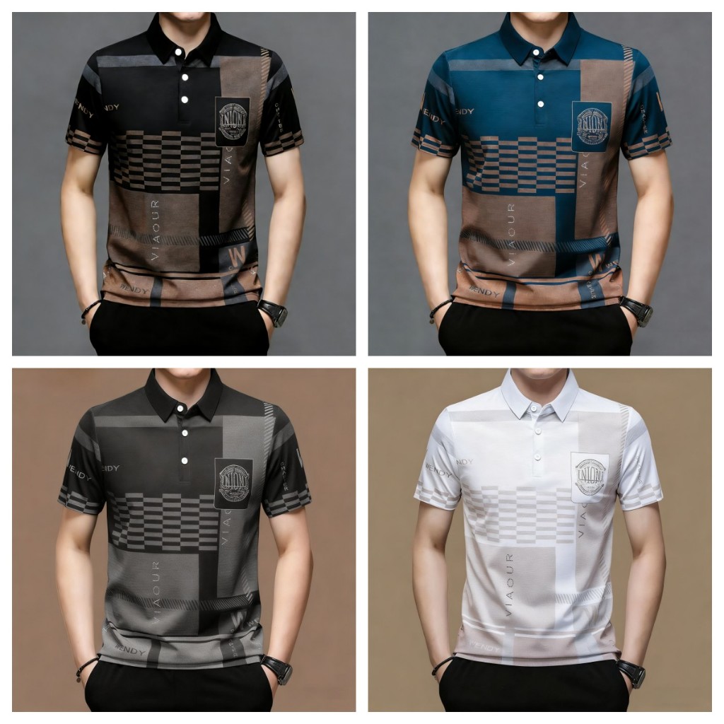 [จัดส่งภายใน 1-3 วัน]2026 เสื้อโปโลผู้ชายแฟชั่นแขนสั้นลำลองสไตล์อังกฤษเสื้อโปโล