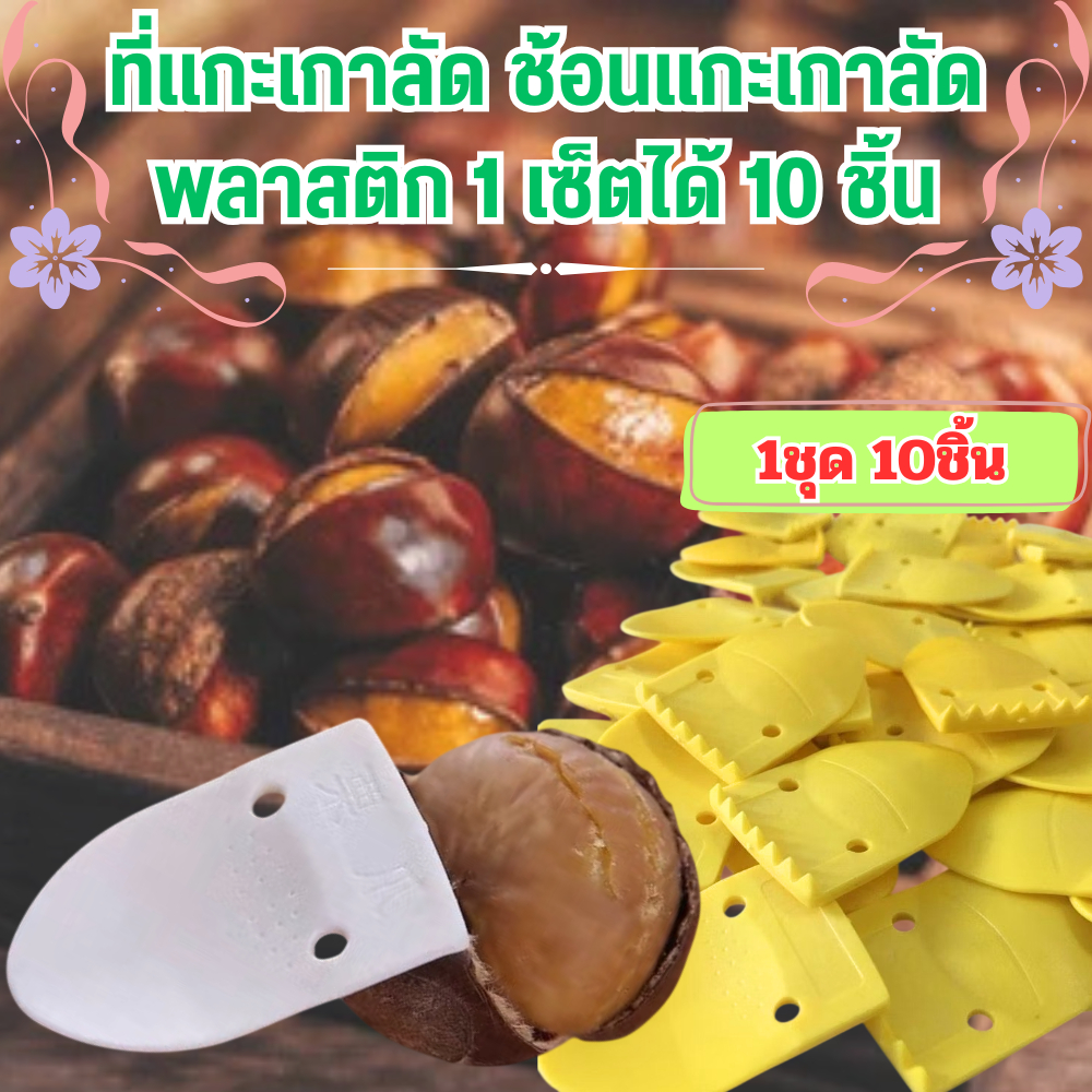 ที่แกะเกาลัด [1ชุด10ชิ้น] ช้อนแกะเกาลัด พลาสติก อุปกรณ์เสริม ใช้งานง่าย สะดวก ไม่ต้องเสียเวลาบีบให้เจ็บมือ /2223