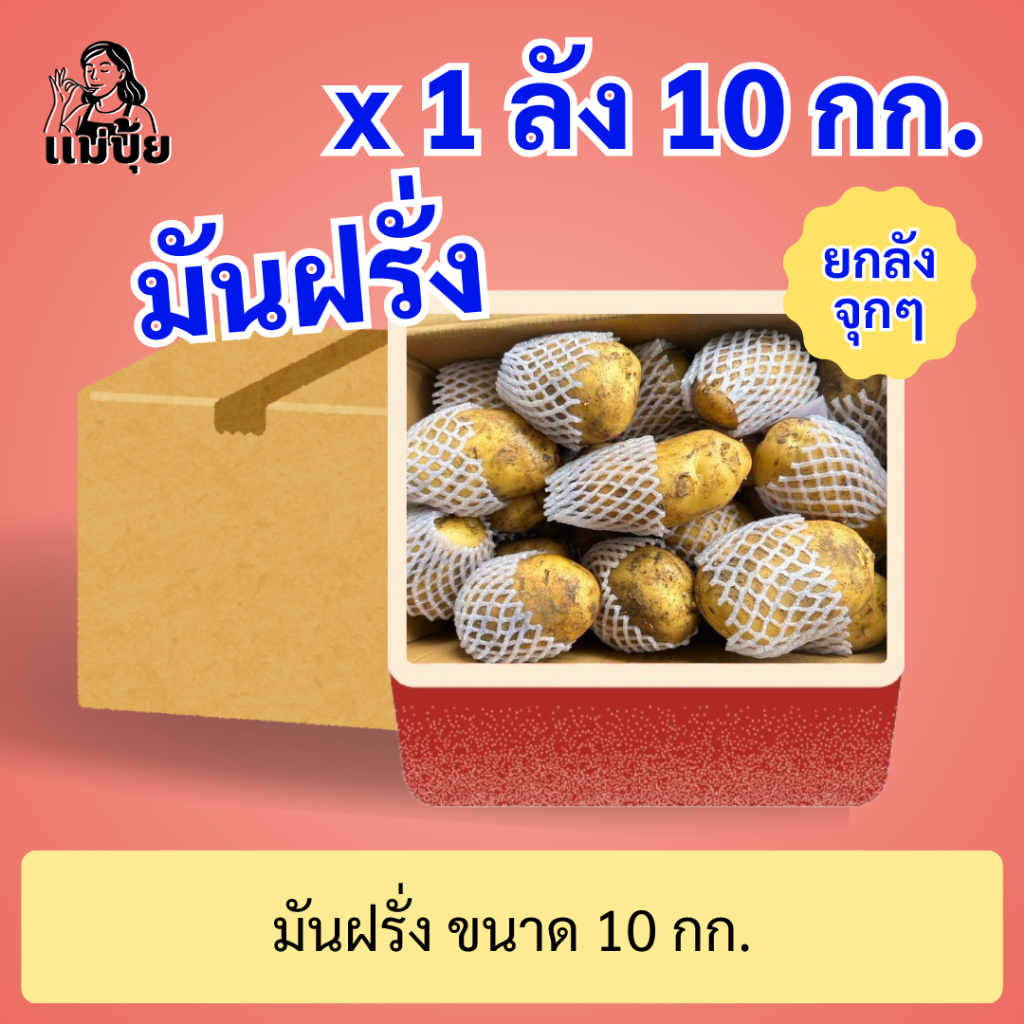 พร้อมส่ง‼️[ยกลัง] มันฝรั่ง #แม่ปุ้ย [10 กก./ลัง] หัวโตๆเน้นๆ สดทุกวัน หัวแน่นทุกถุง หวานธรรมชาติ อร่อยมั่นใจทุกเมนู🥔