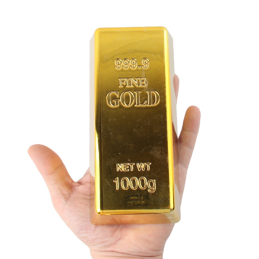 ทองคำแท่ง Gold bars แท่งทองปลอม พลาสติก สีทองเงา ตกแต่งบ้าน ของเล่นจำลอง อวดรวย ทับกระดาษ ของขวัญ