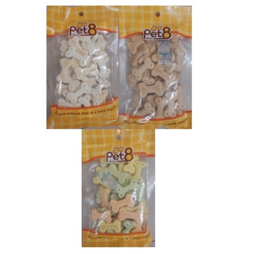Pet8 Biscuits ขนมบิสกิตสำหรับสุนัขและแมว ขนาด 80 กรัม*โปรดอ่านรายละเอียดก่อนสั่งซื้อ