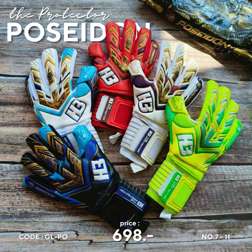 สินค้าพร้อมส่ง ถุงมือผู้รักษาประตู ลิขสิทธิ์แท้ จาก H3 รุ่น POSEIDON รหัส GL-PO