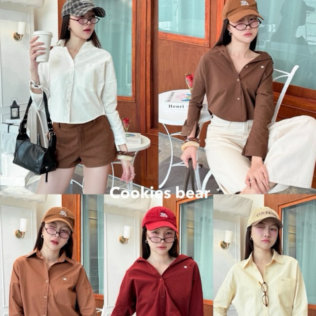 M04 - Cookies Bear 🏈 รวมงานเสื้อคอปกแขนยาวติดอะไหล่เงิน