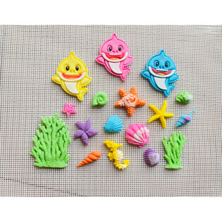 เซทท้องทะเล น้ำตาลปั้น น้ำตาลตกแต่งเค้ก ใต้ท้องทะเล เงือก