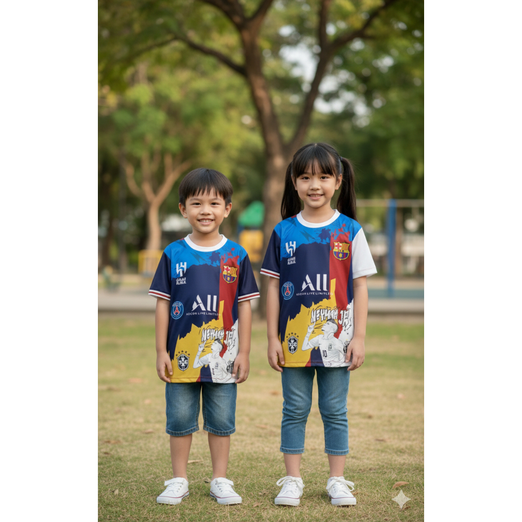 เสื้อ Super Star รวมทีม RONALDO & MESSI & NEYMAR JR มีทั้งเด็กและผู้ใหญ่ เกรดพรีเมี่ยม ใส่สบาย ระบายความร้อนดี - รูปที่ 4