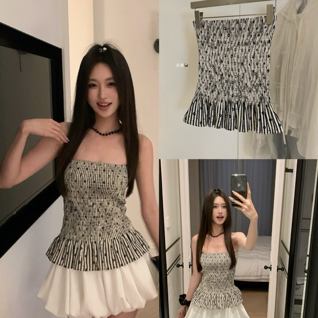 8674# รุ่นนี้ใส่ได้ 2 แบบ จะใส่เป็นเสื้อเกาะอก หรือ กระโปรงก็ดูสวย เนื้อผ้าดี ทรงสวย  TAG:WG.WE 🇰🇷