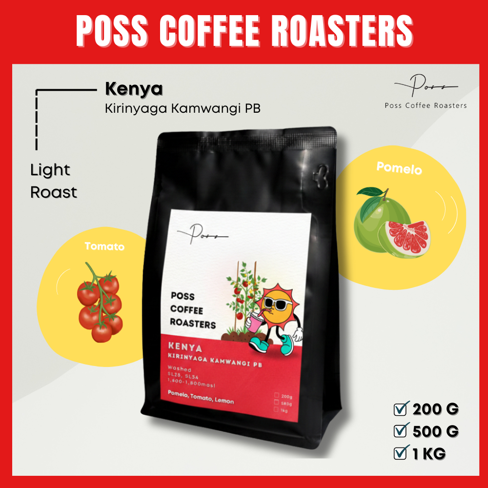 เมล็ดกาแฟคั่วอ่อน Kenya Kirinyaga Kamwangi PB Washed 200g 500g 1kg - Poss Coffee Roasters