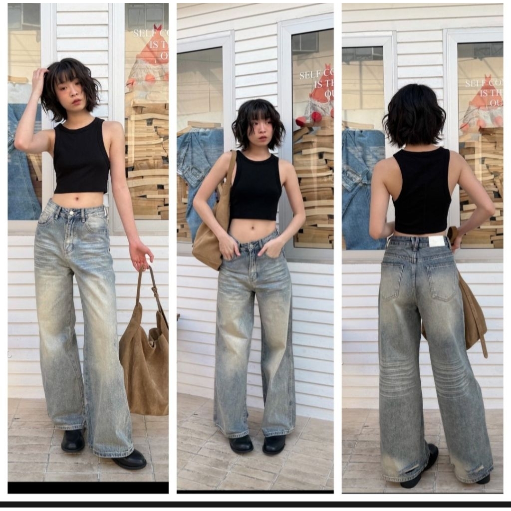กางเกงยีนส์ขากระบอกทรงสวยมาก