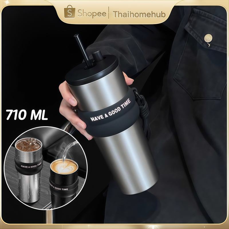710ML ถ้วยเก็บความร้อน แก้วเก็บความเย็น 316 สแตนเลส ทั้งร้อนและเย็น รักษาอุณหภูมิ ถ้วยน้ำแข็ง
