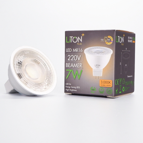 หลอดไฟ LED ทรงหลอด MR16 ขาหลอด GU5.3 ต่อไฟตรง 220V.