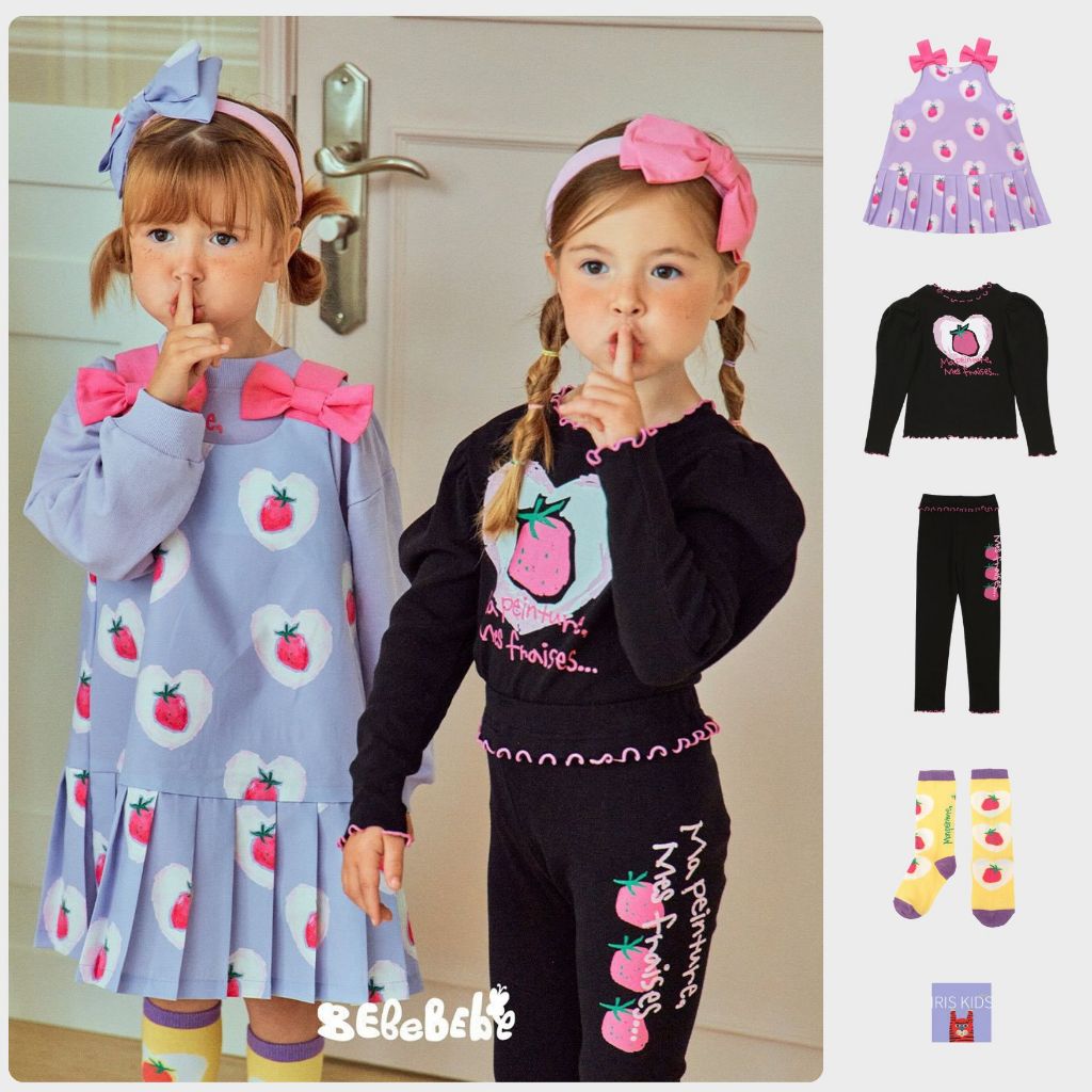 【พร้อมส่ง】「สินค้าลิขสิทธิ์แท้」IRIS KIDS Bebe series IKD33030 pink strawberry เสื้อผ้าสไตส์เกาหลี
