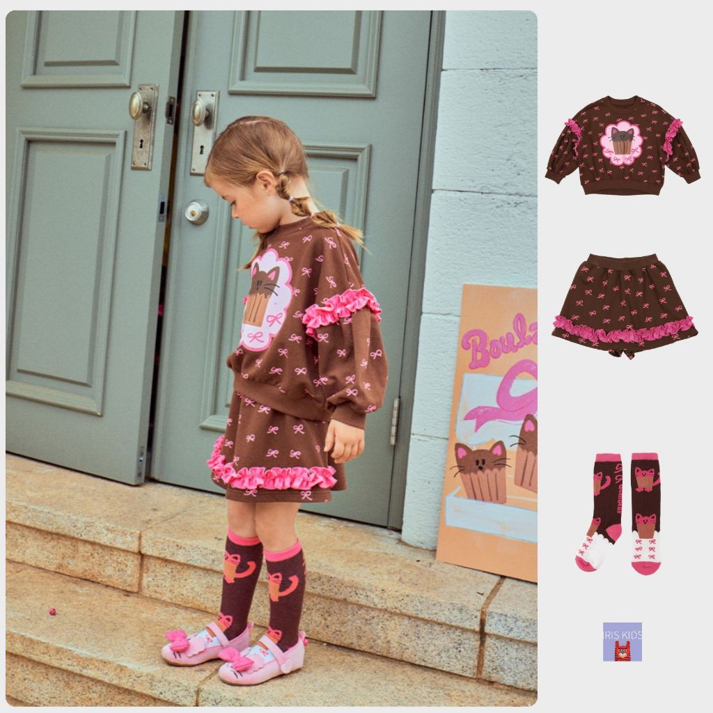 【พร้อมส่ง】「สินค้าลิขสิทธิ์แท้」IRIS KIDS Bebe series IKS33039 little cat set เสื้อผ้าสไตส์เกาหลี ผ้านุ่ม