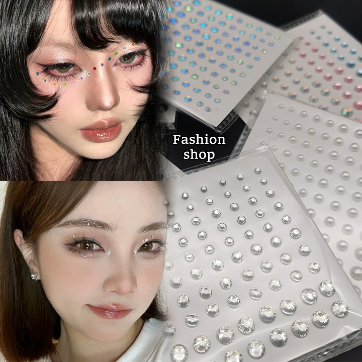 สติ๊กเกอร์ติดหน้า DIY เพชรแต่งหน้า ผีเสื้อ หัวใจ ดาว หวาน ทันสมัย ไม่ระคายเคืองผิว มีหลายแบบให้เลือก COD
