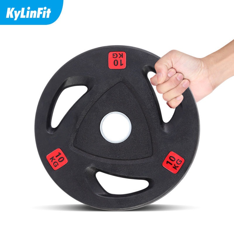 แผ่นน้ำหนักยาง น้ำหนัก 10KG แผ่นน้ำหนัก โอลิมปิค ดัมเบล บาร์เบล แบบหุ้มยาง Olympic Weight Plate