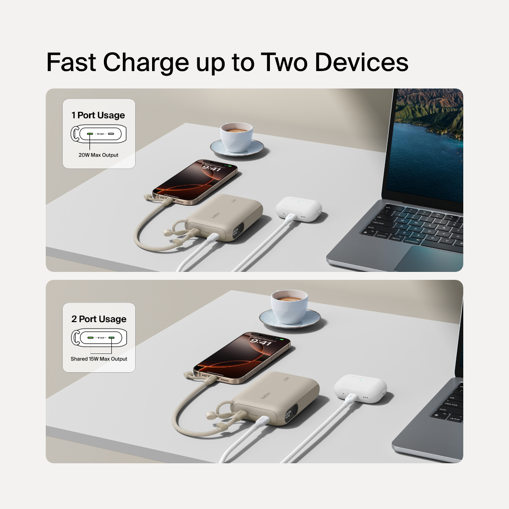 [CCC] Belkin แบตสำรอง 10,000 mAh พาวเวอร์แบงค์ ชาร์จเร็ว 20W Power Bank จอแบบดิจิทัล รุ่น BPB027 - รูปที่ 2