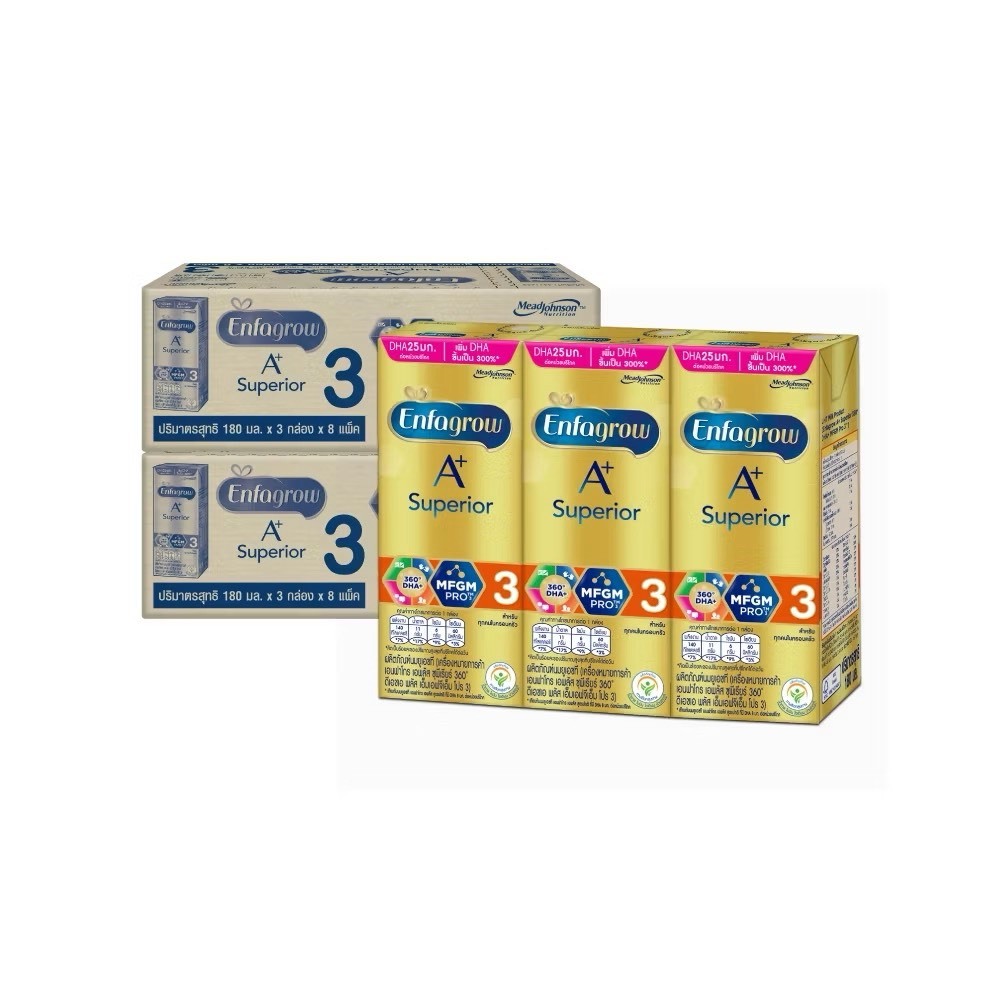 (จำนวน 2 ลัง) Enfagrow UHT  (2 )เอนฟาโกร ยูเอชที ซุพีเรียร์ สูตร3  Enfagrow UHT Superior Stage3