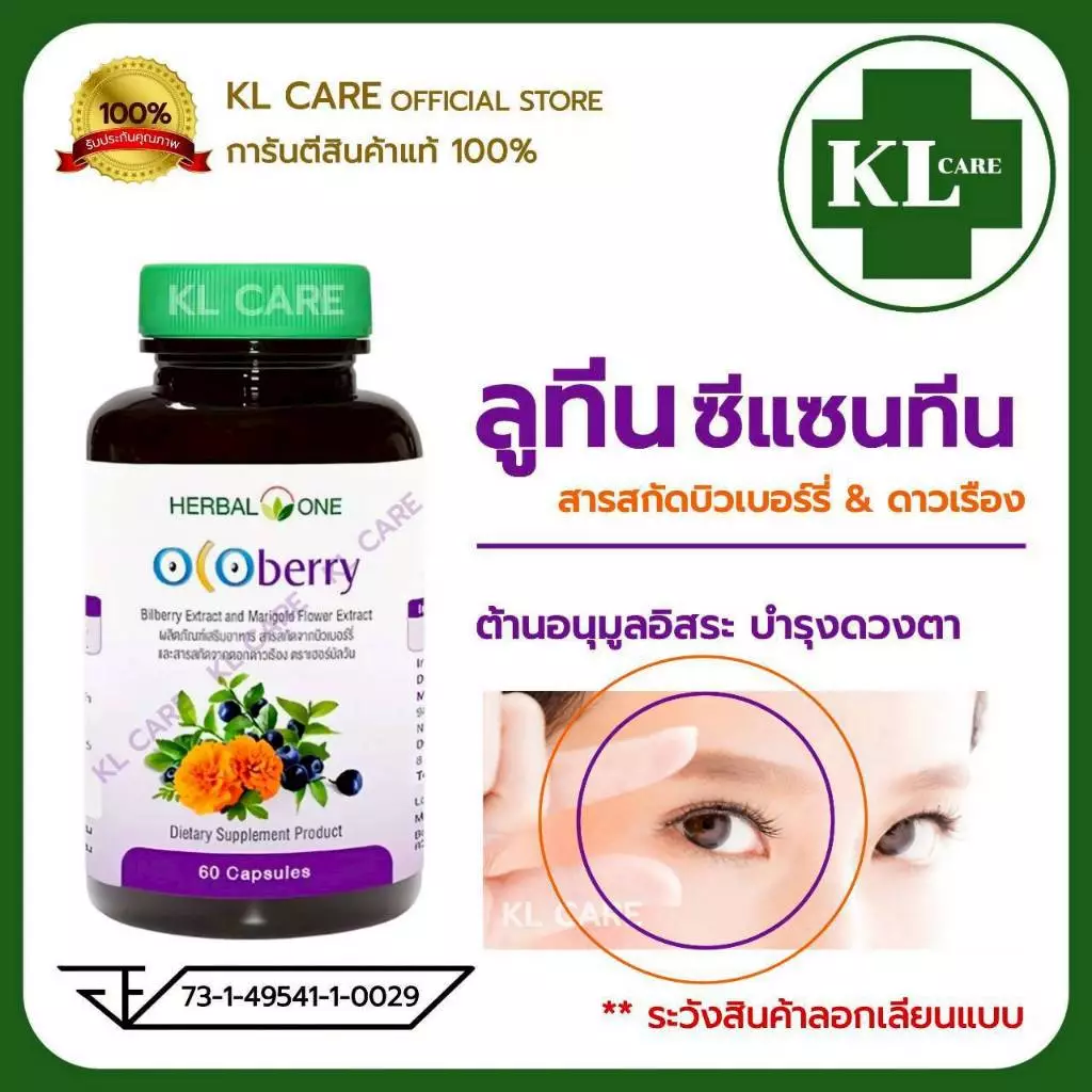 Ocoberry Bilberry Extract บิลเบอร์รี่ บำรุงสายตา วิตามินบำรุงดวงตา อ้วยอันโอสถ 60 แคปซูล ของแท้100%