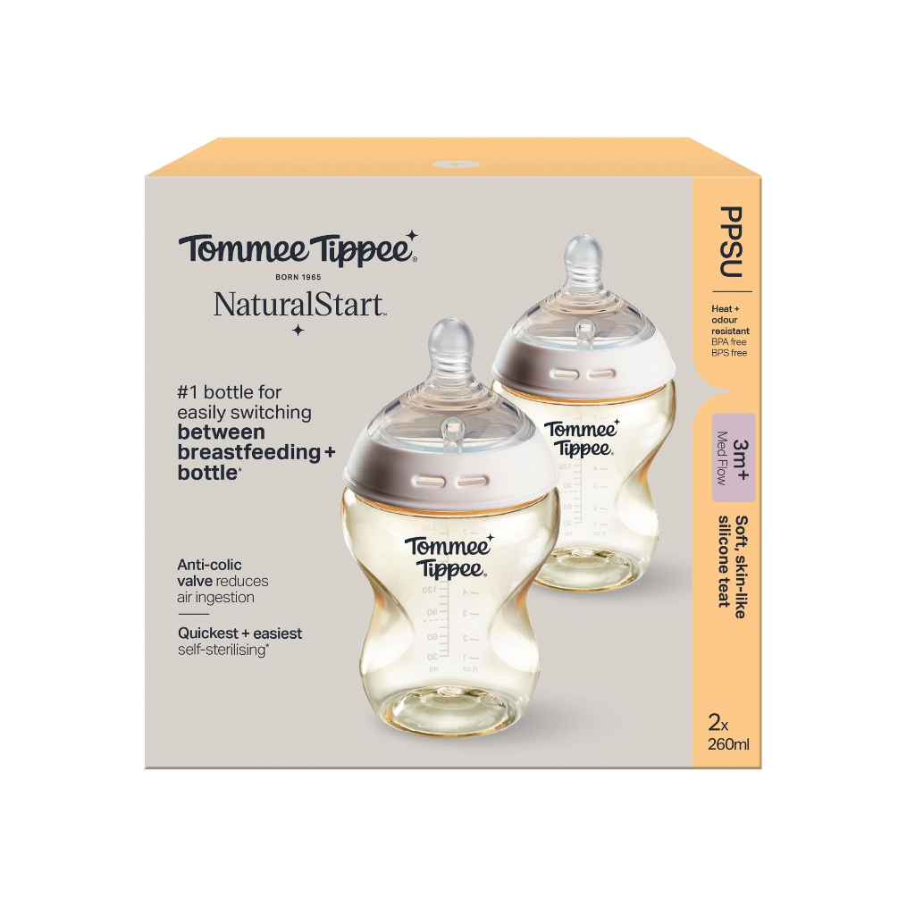 Tommee Tippee ขวดนม PPSU 260ml (แพ็ก 2) ขวดสีชา ทนความร้อนสูง พร้อมจุกเสมือนแม่ Size M รูปที่ 4