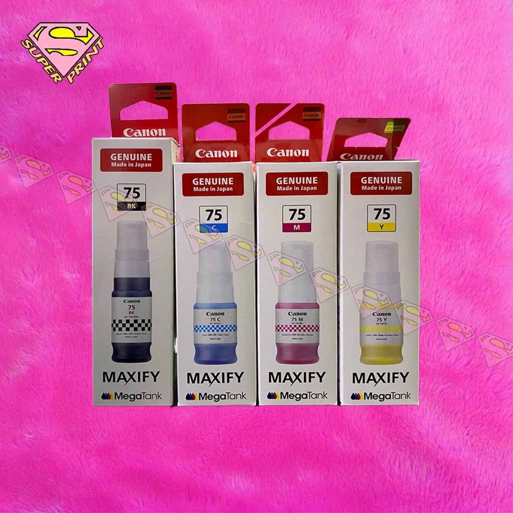 CANON GI-75 สีดำ สีฟ้า สีแดง สีเหลือง BK/C/M/Y (หมึกกันน้ำ) ใช้กับรุ่น GX1070, GX2070