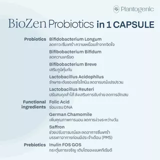 Plantogenic x BioMed - [สูตรอัพเกรด] BioZen แคปซูลโพรไบโอติกส์ Medical Grade Probiotic (Plant-Based)