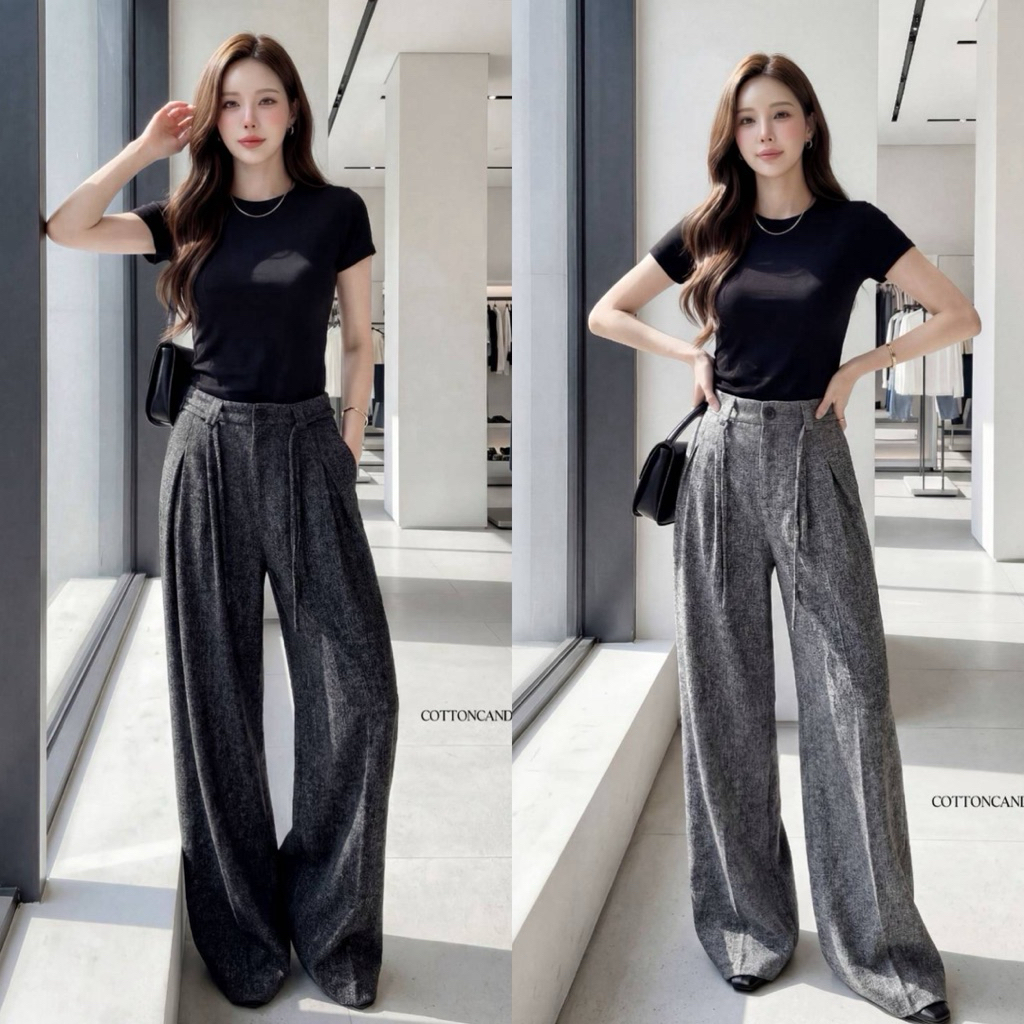 🚨โค้ดลดเหลือ 383.- Cottoncandy 🎧New Poppy korea pants กางเกงผ้าทอทวีตเนื้อดีมากๆ ใส่สวย ทิ้งตัว พลางหุ่นผอมเพรียว